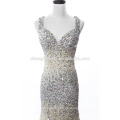 Hochwertiger Kristall-funkelnder Diamant Bling Abend-Kleid-seitlicher aufgeteilter rückseitiger Abend-Kleid-reizvoller Sequins-Partei-Kleid